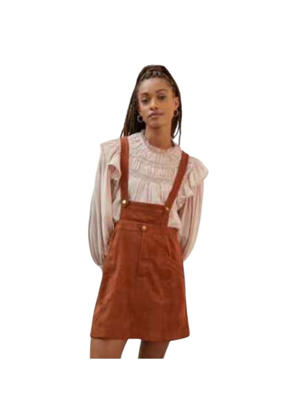 Anthropologie Suede-Style Pinafore Jumper Dress Brown Size 12